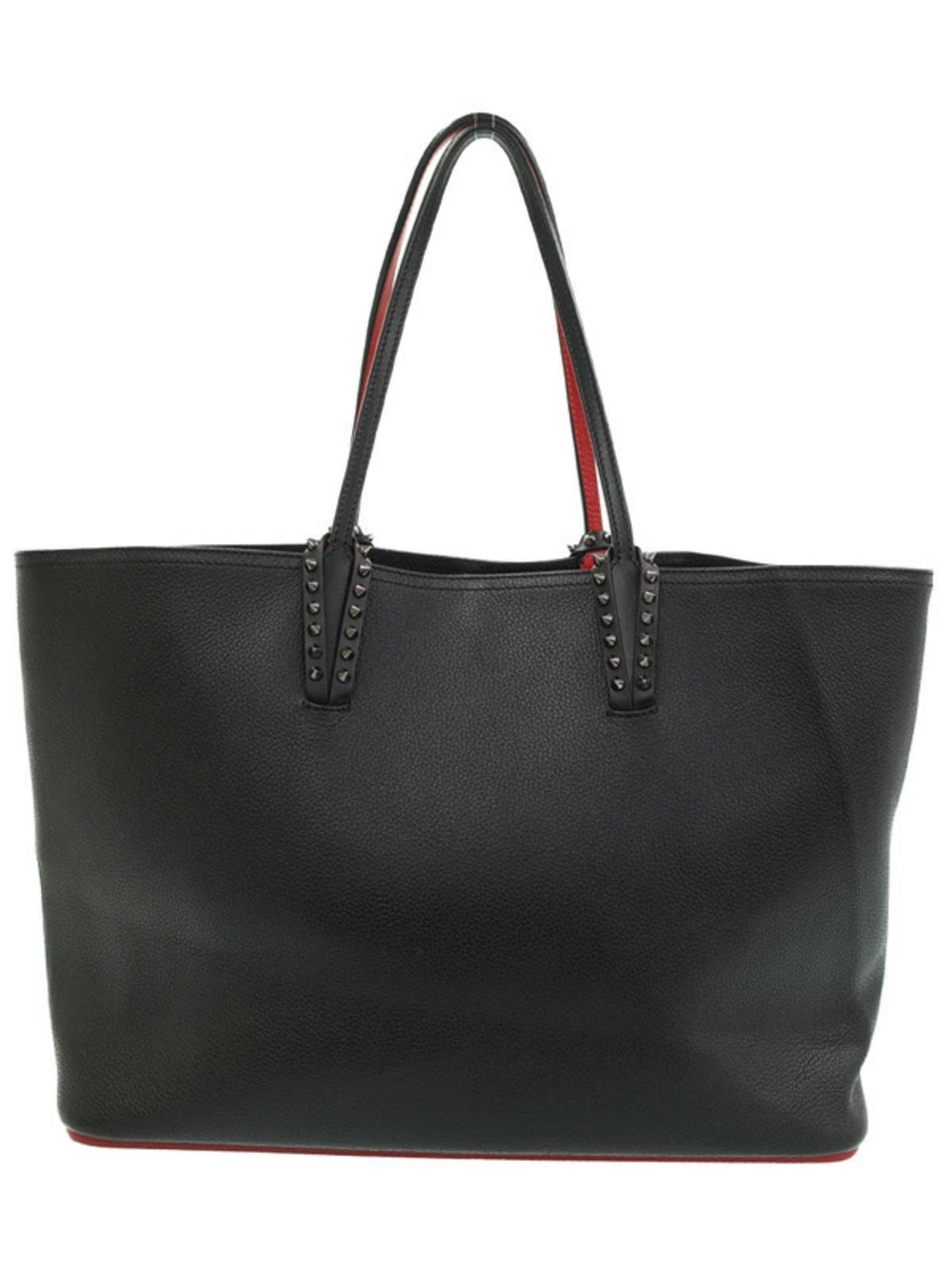 Christian Louboutin CABATA Tote Bag Leather Stud Black Red